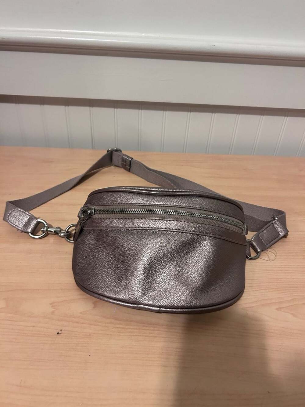 Metallic Bronze Faux Leather Belt Bag Crossbody Fanny Pack
